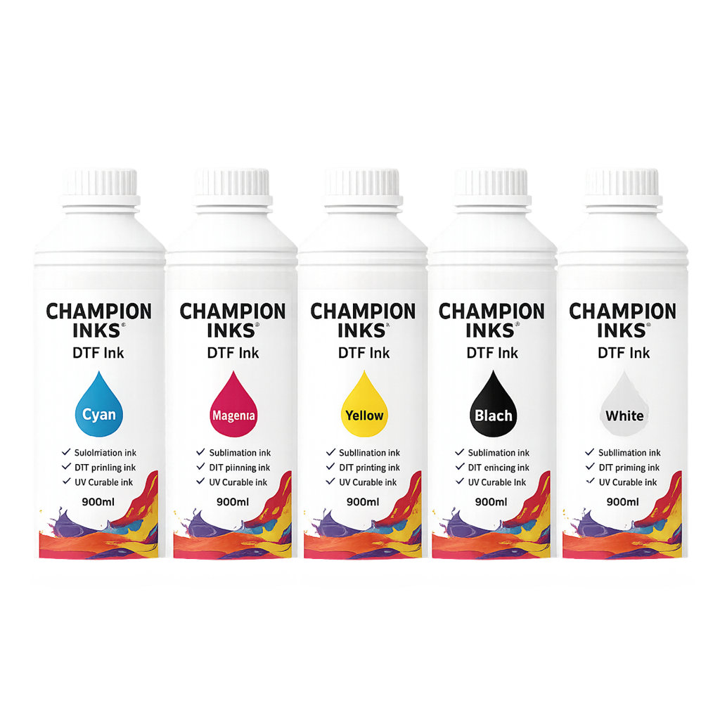 Champion Inks® DTF Ink Bottles – 900ml – High-Quality Direct-to-Film Ink for Vibrant Transfers